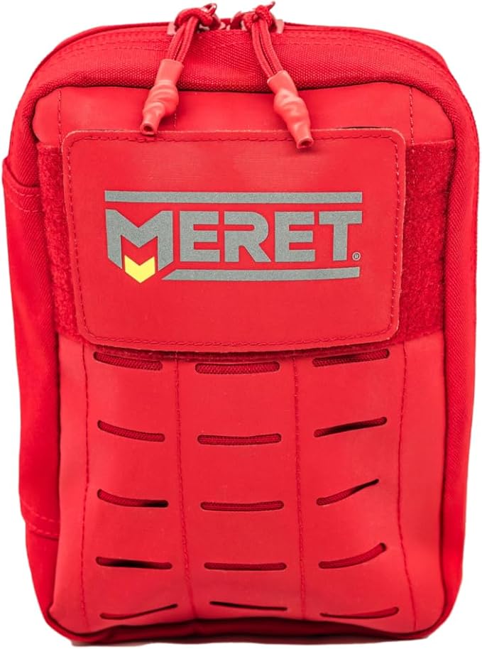 MERET Personal Response Pack | Bag with Modular Organizer, MOLLE Panel, Durable Material, Travel, Hiking, Camping, Preparedness | Small, Red | Empty Bag