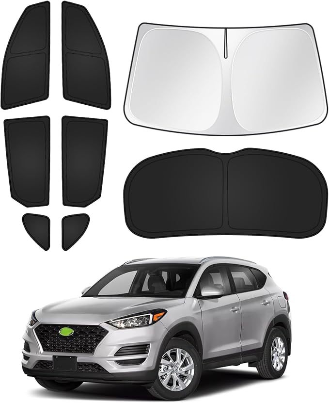Canvcle Sunshades for Hyundai Tucson 2016-2021 Accessories Windshield Sun Shade Side Rear Window Shade Cover Sun Visor Shield Privacy Protection Keep Vehicle Cool Black 8PCS