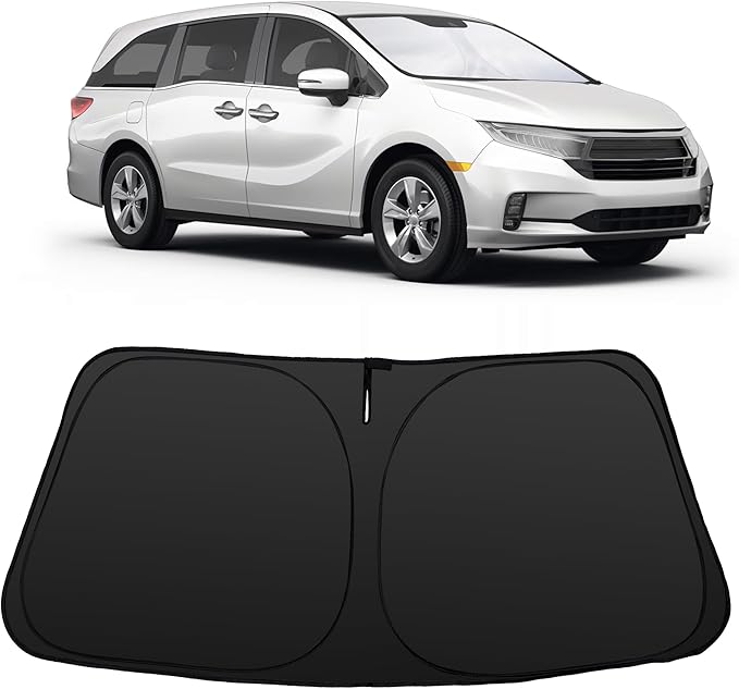 Windshield Sun Shade Custome Fit 2018-2024 2025 2026 Honda Odyssey Accessories LX,EX,EX-L,Touring,Elite Minivan Foldable Window Sunshade Protector Blocks Sun Rays & Heat