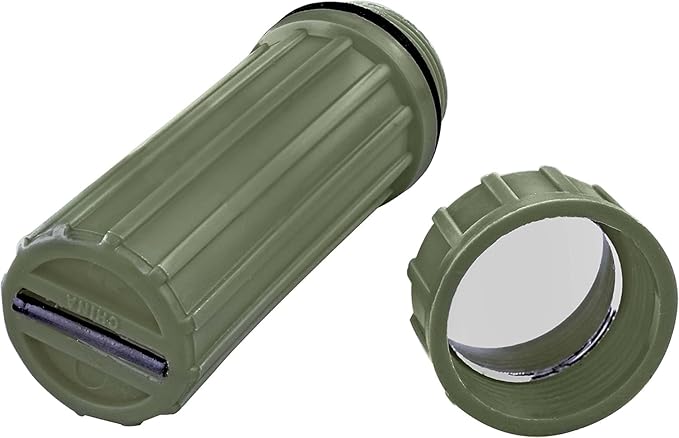 SE 3-IN-1 Green Waterproof Match Storage Box with Signaling Mirror and Firestarter Flint - CCH6-1GN