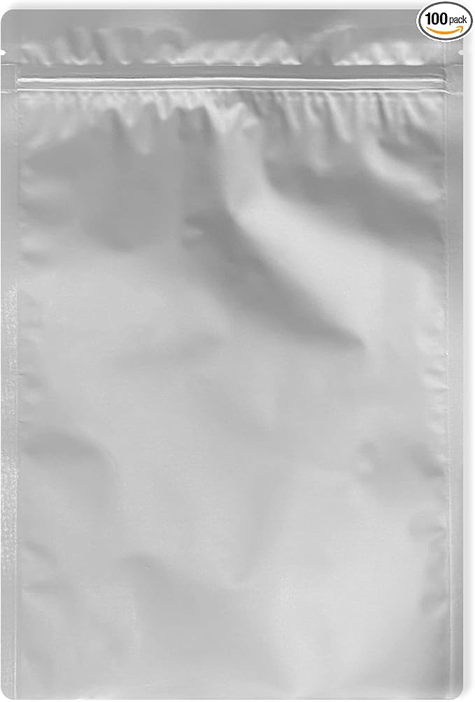 PackFreshUSA: Quart (8" x 12") AirTight Seal-Top Mylar Bags for Long-Term Food Storage - Premium Century 7 Mil Thick (Per Side) - Resealable - Heat Sealable - Food Grade - Rounded Corners - Free Guide -Pack of 100