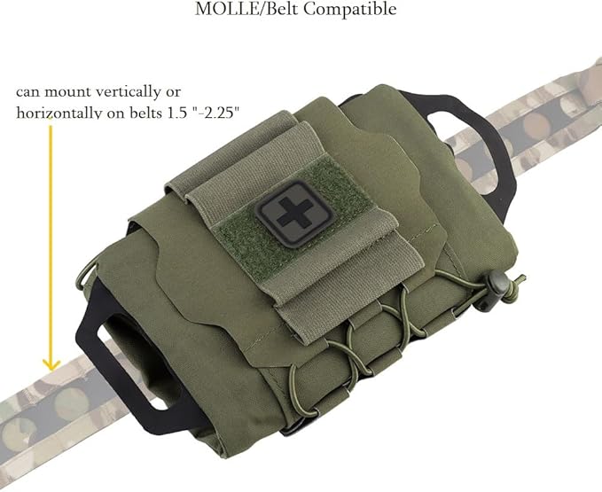 Tactical Military Pouch MOLLE Rapid First-aid Belt Pouch Survival Two-Piece System Med Roll Carrier Hypalon Handle Bag