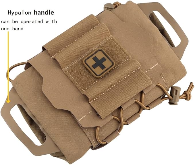 Tactical Military Pouch MOLLE Rapid First-aid Belt Pouch Survival Two-Piece System Med Roll Carrier Hypalon Handle Bag