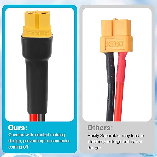 10AWG 1FT 2PCS XT60 Extension Cable 2 3 5 10 15 20 25 30 35 40 50 75 100FT XT60 Female to Male Connector for Portable Power Station Solar Panel RC Battery