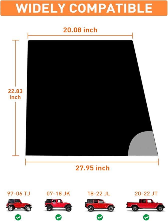 Savadicar Front Window Sun Shades, Breathable Mesh Side Window Sunshade, Stretchy Sun Screen Net Compatible with 1997-2024 Jeep Wrangler TJ JK JL & Gladiator JT, Anti-UV for Baby/Pets/Camping, Pair