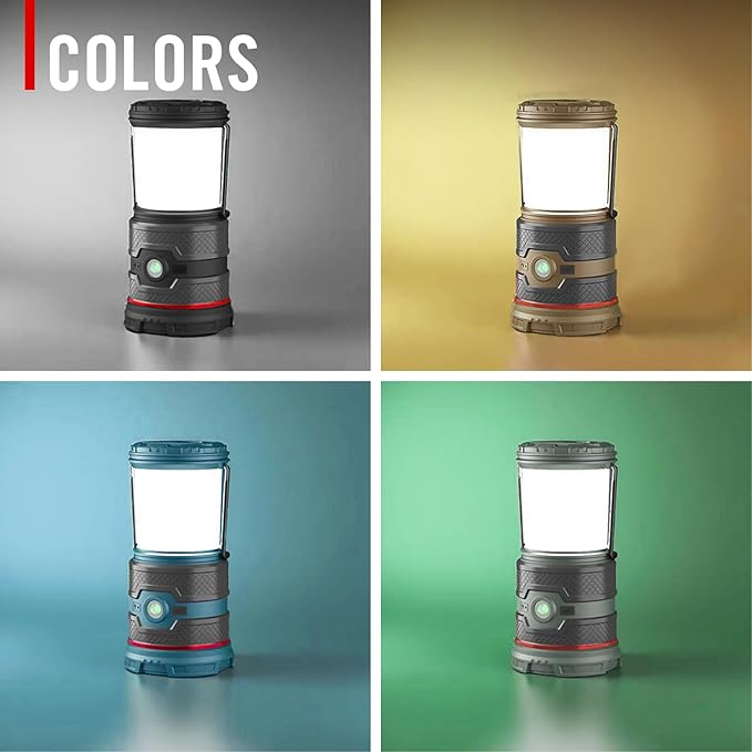 COAST EAL35R 1000 Lumen Voice-Controlled LED Emergency & Camping Area Lantern with Warm, Cool White, Day, Red & Red Flashing Mode, Power Bank Functionality - Desert