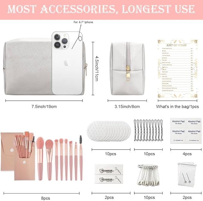 Emergency Kit for Women – Mini Emergency Kit with 50+ Bridal Suit Essentials, Purse Essentials Kit, Wedding Day Survival Kit, Emergency Bride Kit, Women’s Emergency Kit, Wedding Survival Kit