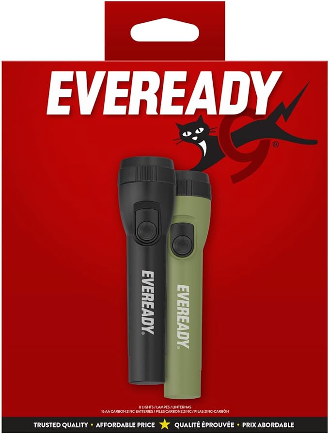 Eveready LED Flashlight Bright Reliable Flashlights for General Purpose, Great for Camping, Car, Emergency Storm Power Outage Handheld Flashlight (Batteries Included)
