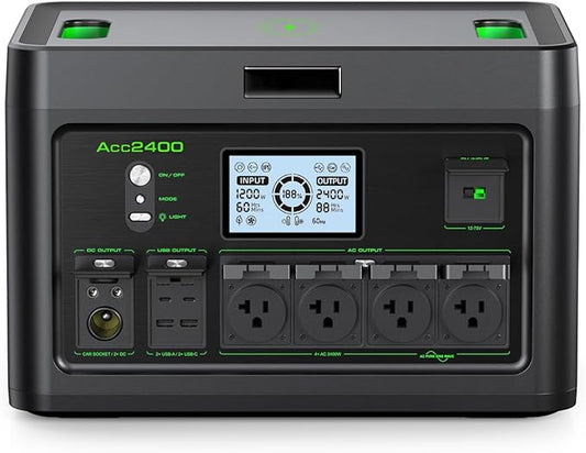 2400W Solar Generator Portable Power Station, LiFePO4 1843Wh Home Battery Backup, Total 12 Outlets(2400W AC Outlets,4800W Peak), Type-C PD100W, 2Hours Quick Charge, RV Trip,Camping,Home Emergency