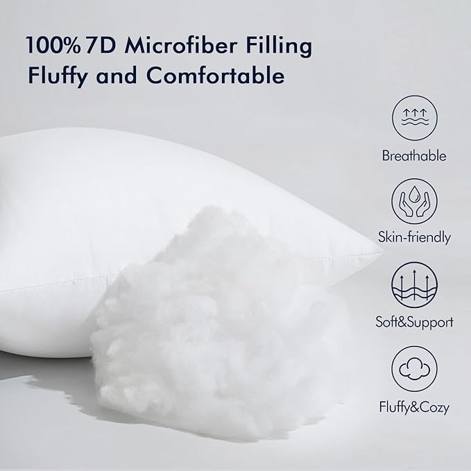 MIULEE Pack of 2 12x20 Inch Outdoor Pillow Inserts Waterproof Decorative Throw Pillow Insert, Rectangle Lumbar Garden Pillow Form for Patio Sofa Couch