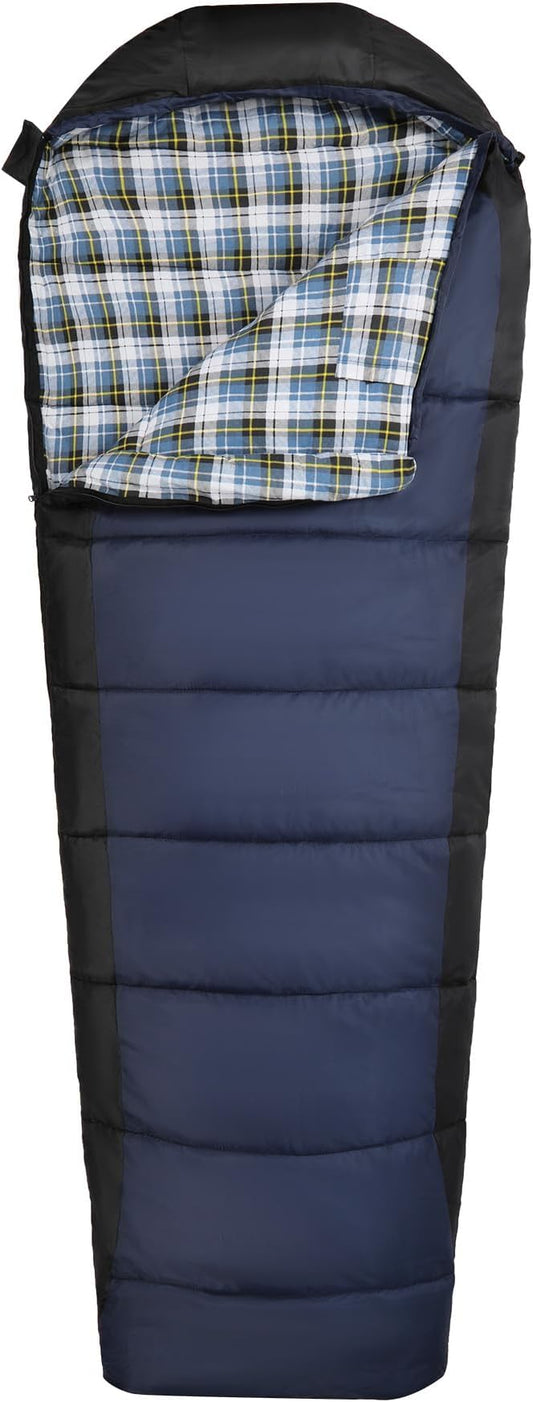 REDCAMP Cold Weather Mummy Sleeping Bag, Warm Flannel Cotton Sleeping Bag for Adults, Warm and Machine Washable Perfect for Winter Camping