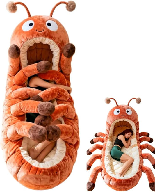 Hugging Caterpillar Sleeping Bags, Plush Cocoon Sleeping Bag, Pull Cord Sleeping Bag, Full Body Plush Lounger, Indoor Nap Pod, Cozy Reading Nest, Animal Sleeping Bags for Adults