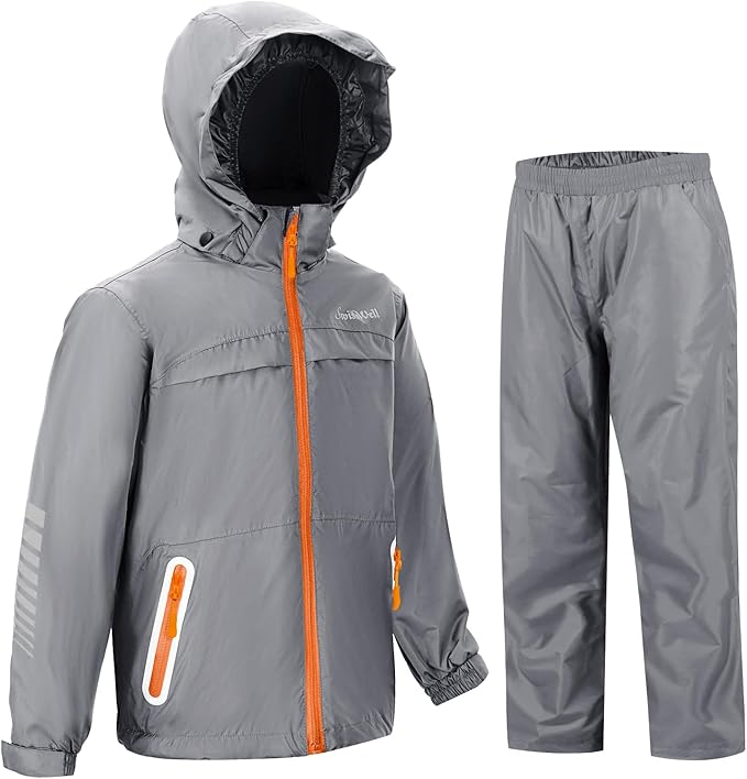 SWISSWELL Kids Rain Gear Boys Girls Youth Waterproof Rain Suit Breathable Reflective Raincoat and Pants