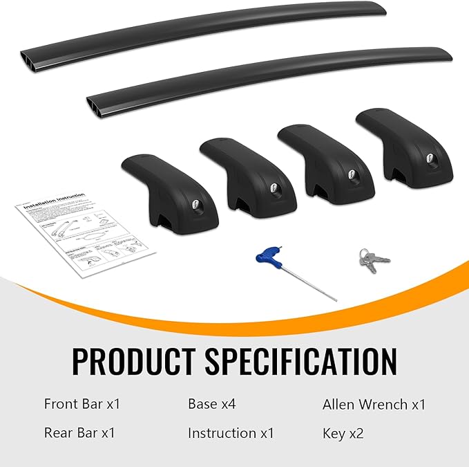 Lockable Roof Rack Cross Bars Compatible with Jeep Cherokee 2014-2023, Aluminum Car Cross Bar for Rooftop Cargo Carrier Bag Basket Luggage Kayak Canoe Bike Snowboard Skiboard (Not for JGC)
