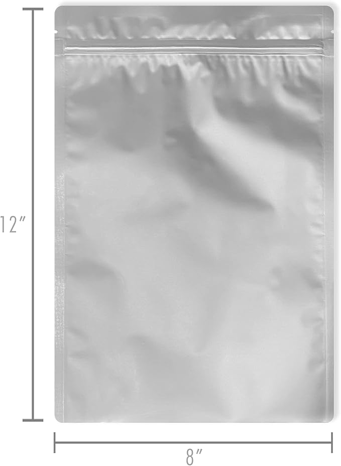PackFreshUSA: Quart (8" x 12") AirTight Seal-Top Mylar Bags for Long-Term Food Storage - Premium Century 7 Mil Thick (Per Side) - Resealable - Heat Sealable - Food Grade - Rounded Corners - Free Guide -Pack of 100