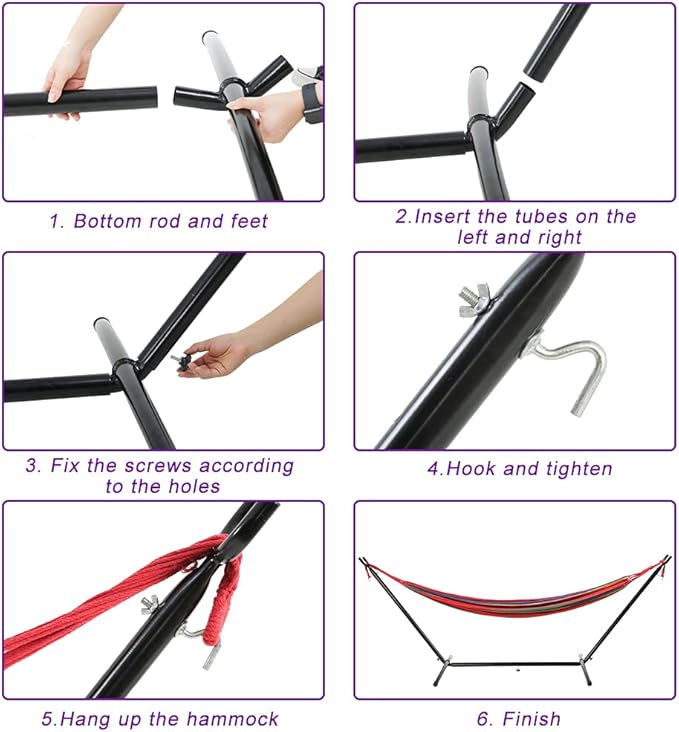 FDW Double Hammock Stands Portable Hammock Stand Heavy Duty Steel Stand for Outdoor Patio or Indoor (Blue)