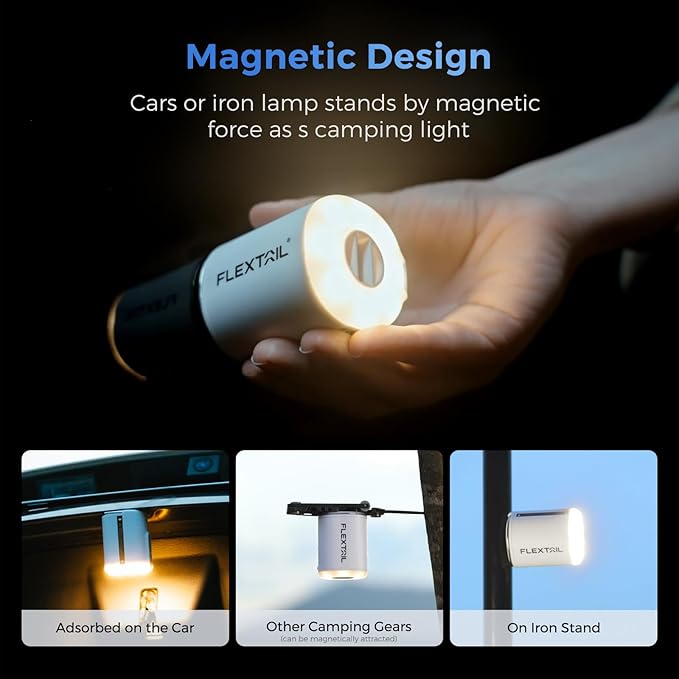 FLEXTAILGEAR Portable Air Pump with Camping Lantern Tiny Pump 2X 4kPa Air Pump for Inflatables Rechargeable Air Mattress Pump with Magnetic Design for Sleeping Pads, Pool Floats, Swimming Rings(White)