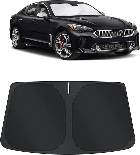 TINGLU Sun Shade for Kia Stinger 2018-2023 Accessories Windshield Sun Shade Window Shade UV Rays Protection Sun Visor Cover with Steering Wheel Sunshade Storage Bag