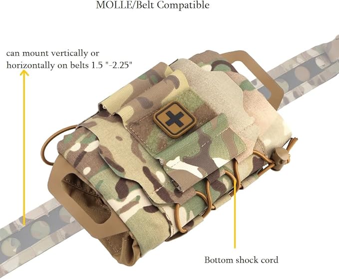Tactical Military Pouch MOLLE Rapid First-aid Belt Pouch Survival Two-Piece System Med Roll Carrier Hypalon Handle Bag