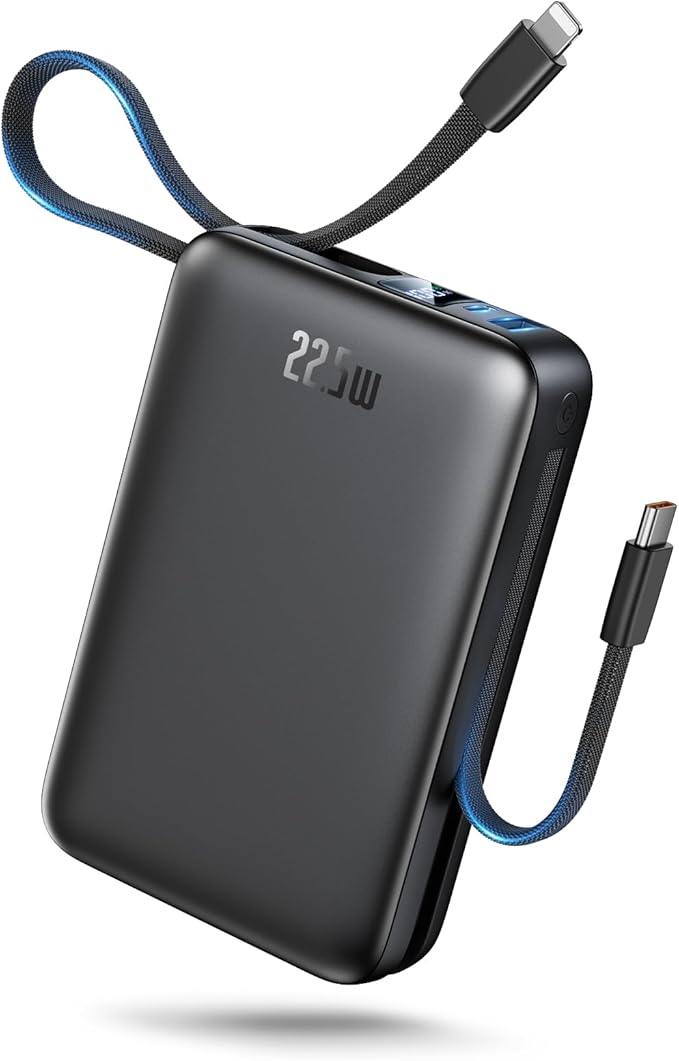 Portable Charger 50000mAh Power Bank,Portable Phone Charger with 2 Built in Cables,22.5W Fast Charging Travel Essentials Battery Pack for iPhone/iPad/MacBook/Android/Samsung