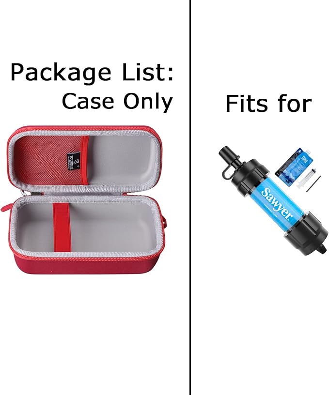 Tourmate Water Filter for Sawyer Products Mini Water Filtration System, Protective Carrying for Drinking Straw, Squeeze Pouch and Other Accessories (Red)