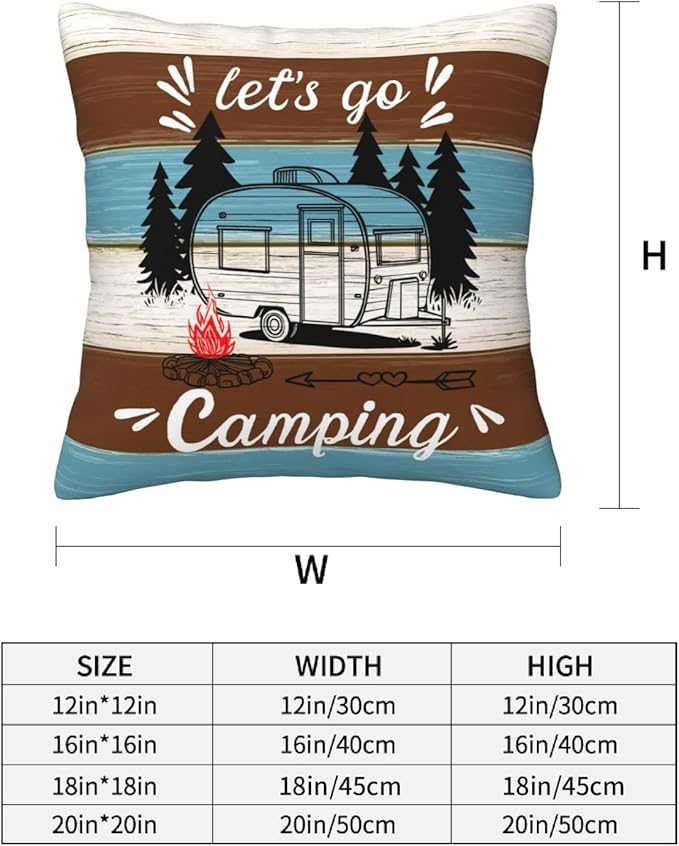 Camping Throw Pillow Covers 18 X 18 Inch Set of 4 Decorative Cushion Cover Home Decor for Sofa Chair Couch Bedroom Living Room