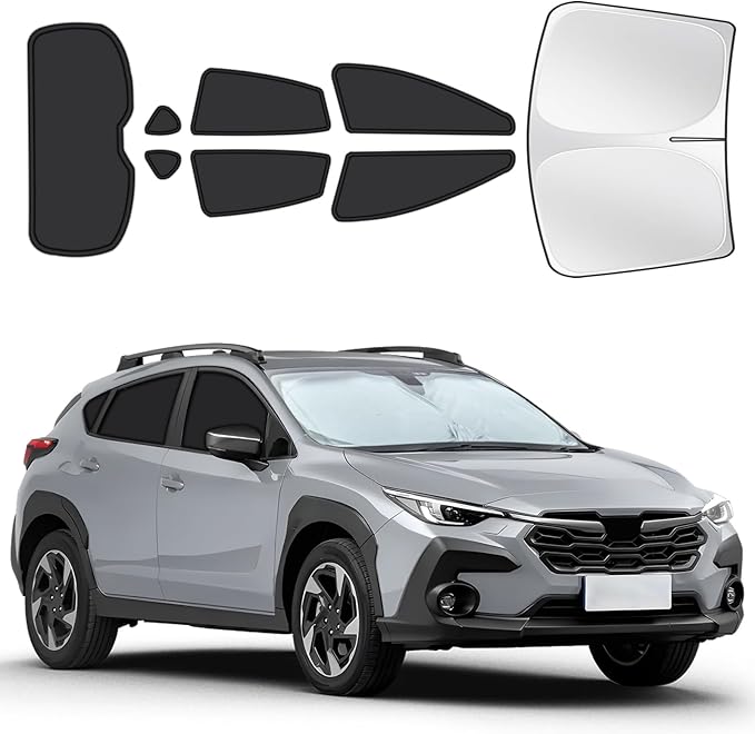 for Subaru Crosstrek 2018-2023 Car Window Shades, 8pcs Privacy Sun Shade Set for Front Windshield Side and Rear Windows, Full Window Covers Keeps Vehicle Cool for Camping Napping