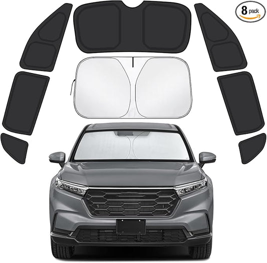 Car Window Shades for Honda CRV 2023-2025 Accessories - Full Set 8PCS Side Window Sunshades with Memory Frame & Blackout Fabric, Privacy UV Shield for Camping/Travel