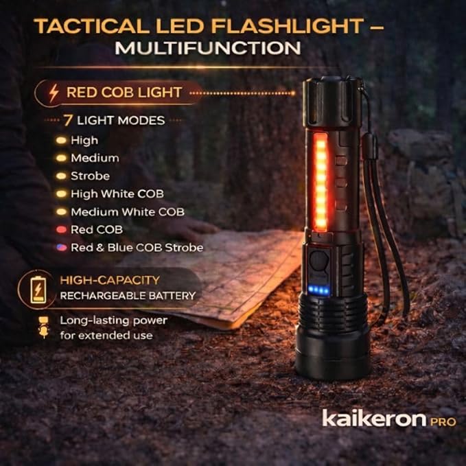 Rechargeable Flashlights 2 Pack Tactical Flashlight Set Super Bright High Lumens Flash Light 7 Modes Zoomable Linterna Waterproof EDC Pocket Lights for Emergency Camping Home & Car USB-C