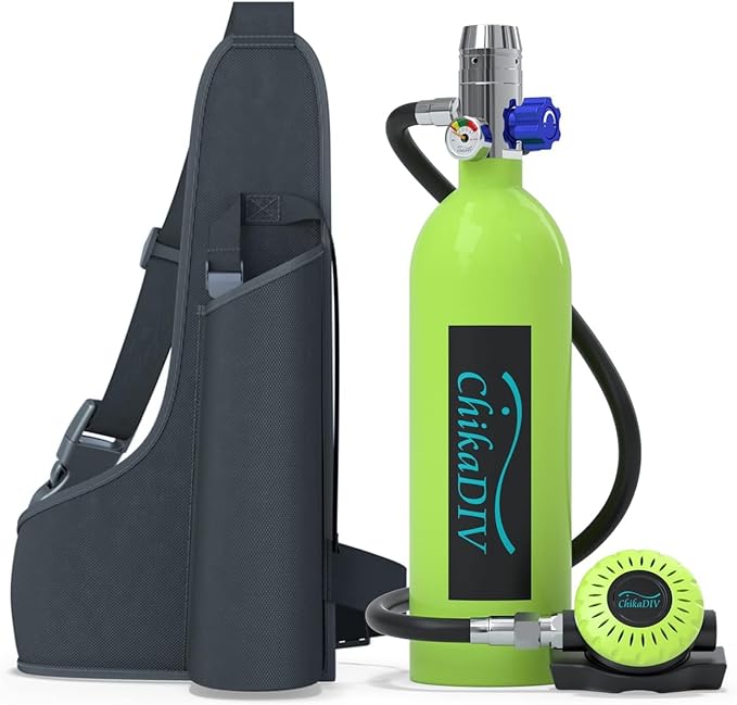 Mini Scuba Tank with 1L Capacity Lung Tank–DOT Certified Dive Portable Lungs for Snorkeling and Underwater Breathing
