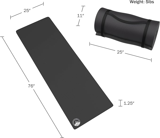 Foam Sleeping Pad for Camping - 1.25-Inch-Thick Waterproof Sleep Pad with Carry Straps for Cots, Tents, or Sleepovers by Wakeman Outdoors (Black)