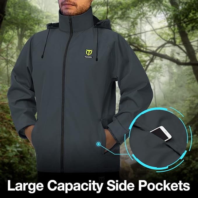 TIDEWE Rain Suit, Waterproof Breathable Lightweight 2 Pieces Rainwear