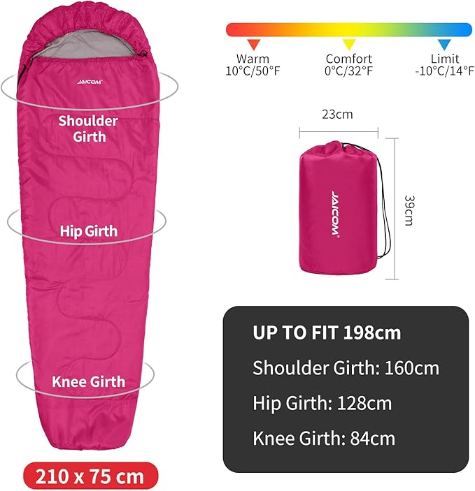JAICOM Cold Weather Mummy Sleeping Bag 15°F Extreme 3-4 Season Sleeping Bag for Adults - 0 Degree Winter Sleeping Bag, Machine Washable for Hiking Backpacking & Outdoor Activities
