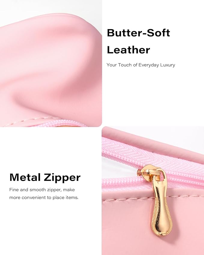 Travel Clear Makeup Bag Set for Women, 3 Pack Travel Size Toiletry Bag with Zipper Small Makeup Pouch for Purse Waterproof Portable Cosmetic Case Compact Car Organizer Storage Bag (Pink Set)