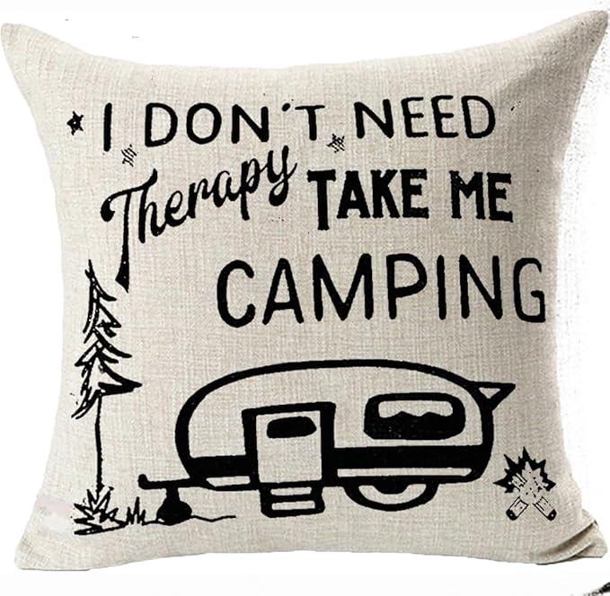 I Don't Need Therapy Take Me Camping Decorative Pillowcases 18x18 Square Decorative Pillow Covers Shams Slips for Home Bedding Couch Sofa Color: Camping Decor