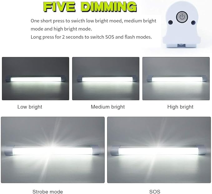 LETOUR 10pcs LED Tube Magnetic Light Work Lights 6000Lumens 10400mAh 5 Lighting Options Camping Lantern USB Rechargeable Portable Battery Powered Lights with 2 Magnets Endurance for 80 Hours