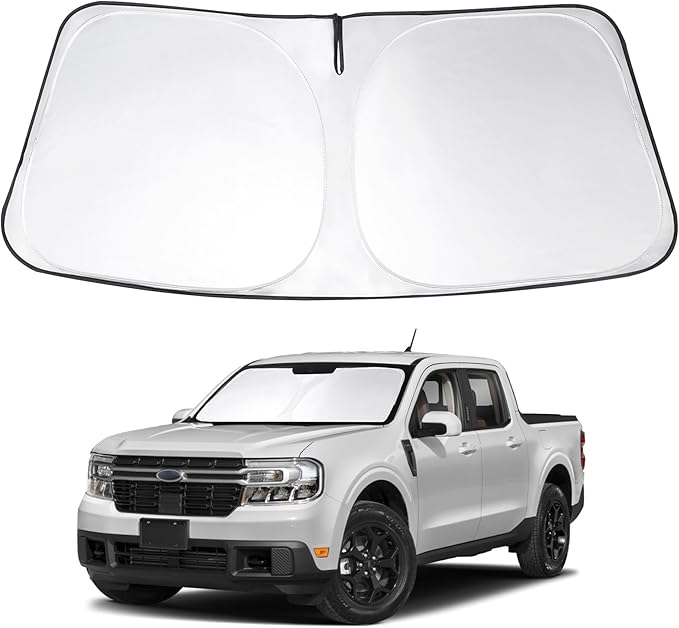 Windshield Sun Shade Custom Fit 2022 2023 2024 2025 2026 Ford Maverick Hybrid XL XLT Lariat Truck Accessories Window Shades Protect Car from Sun Rays & Heat Damage