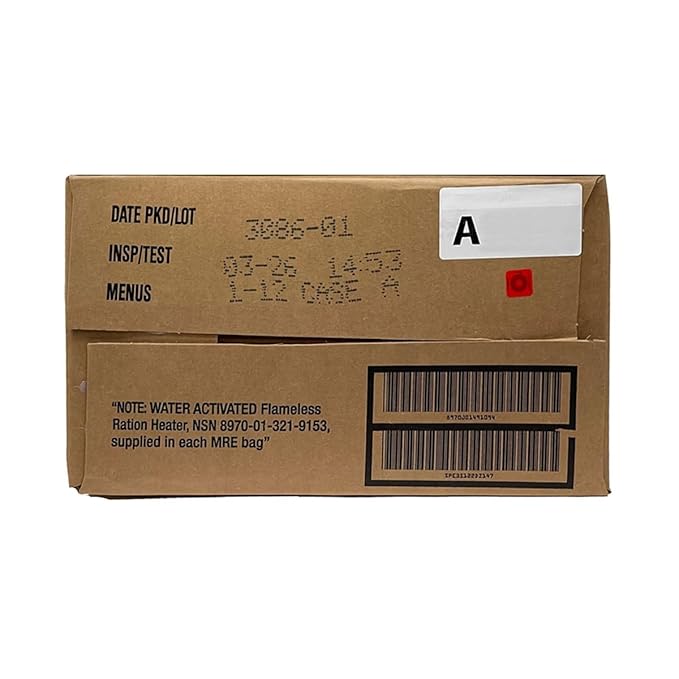 2026 Inspection U.S. Military Surplus MREs A and B Case – 2 Cases of 12 each Meals ready Eat | Genuine Military Rations with Flameless Heaters | Long Shelf-Life Emergency Food Supply