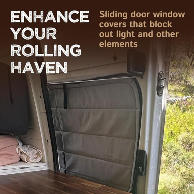 Living in a Bubble Insulated Blackout Sliding Door Window Cover for Mercedes Sprinter Van Year 2007-2026, NCV3 & VS30 (Bare Metal Frame)