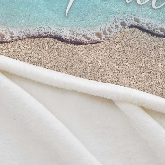 Beach Blanket, Blue Coastal Ocean Beach Throw Blanket for Couch, Bed, Summer Super Cozy Blankets Fuzzy Plush Lightweight Throw Blankets for Sofa, Bed, Living Room,50"X60"