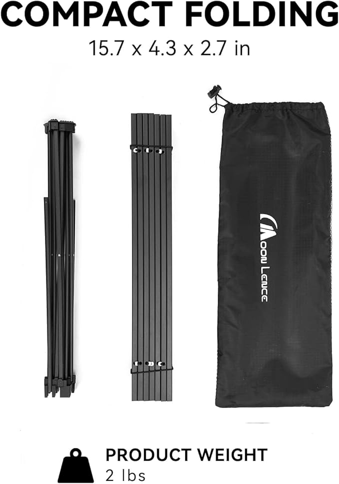 MOON LENCE Ultralight Folding Camping Table, Compact,Portbale with Carry Bag, for Outdoor Cooking, Picnic, Camp, Boat, Travel (Black - S)