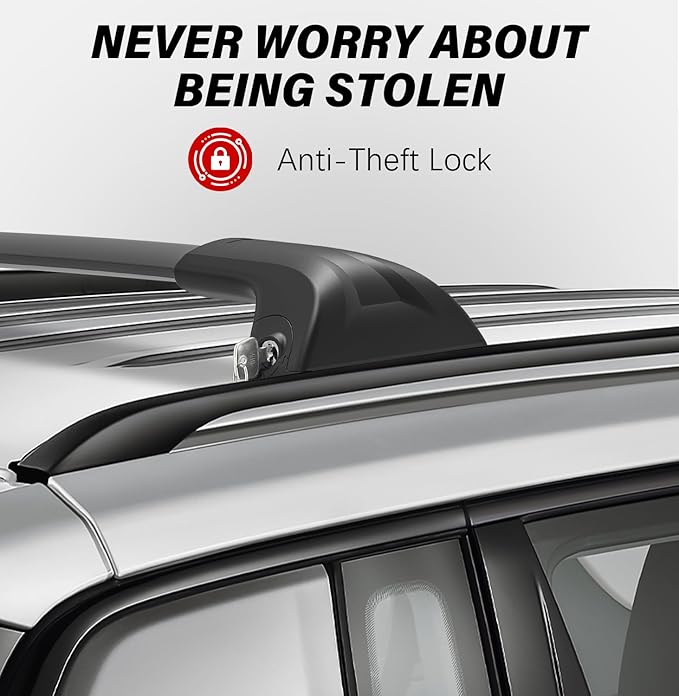 300lbs Roof Rack Cross Bars Compatible with Jeep Compass 2018-2025, Heavy Duty Aluminum Lockable Car Roof Rails Crossbar for Rooftop Cargo Luggage Kayak Canoe Bike Snowboard Black