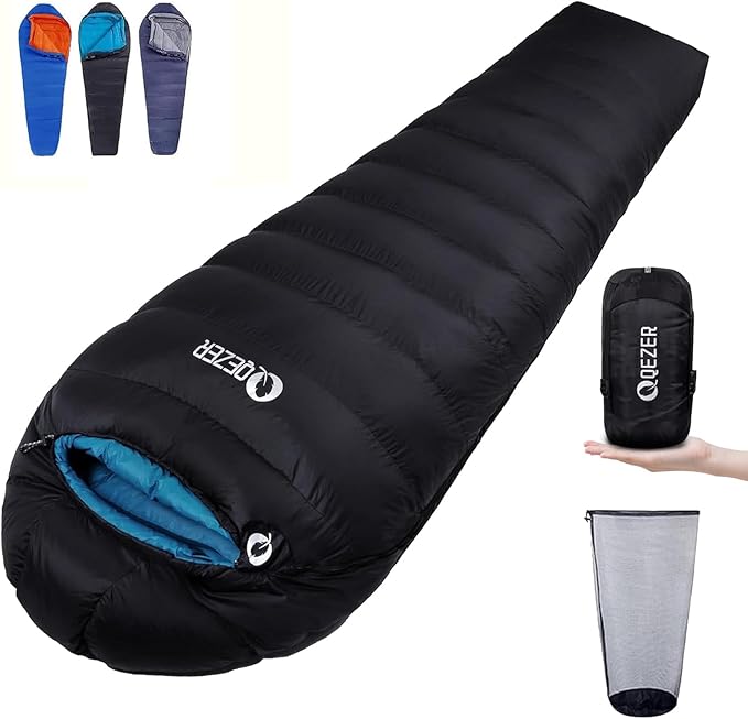 Down Sleeping Bag for Adults, 0°F 10°F 15°F 20°F 600 Fill Power Mummy Lightweight Compact Cold and Warm Weather Backpacking Sleeping Bag for Camping Hiking Outdoor All Seasons