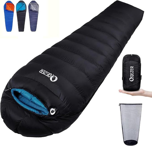 Down Sleeping Bag for Adults, 0°F 10°F 15°F 20°F 600 Fill Power Mummy Lightweight Compact Cold and Warm Weather Backpacking Sleeping Bag for Camping Hiking Outdoor All Seasons