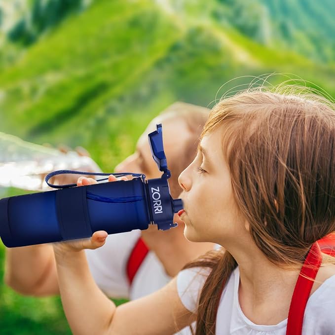 ZORRI Sports Water Bottle, 400/500/700ml/1L, BPA Free Leak Proof Tritan Lightweight Bottles for Outdoors,Camping,Cycling,Fitness,Gym,Yoga- Kids/Adults Drink Bottles with Filter, Lockable Pop Open Lid