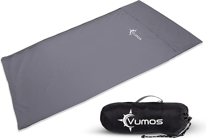 Sleeping Bag Liner Travel Sheet with Full-Length Zipper, Lightweight Silk-Like Polyester Camping Liner with Pillow Pocket, Compact Sleeping Bag Insert for Travel, Backpacking & Hostels