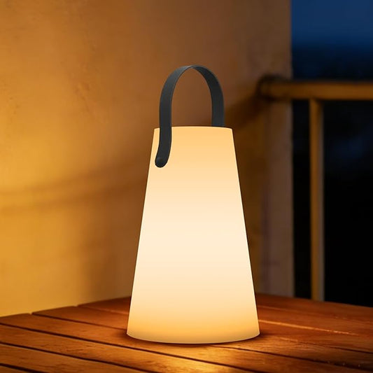 Outdoor Lanterns, GGII Rechargeable Camping Lantern with IP44 Waterproof, Battery Operated Outdoor Portable Cordless Table Lamp with RGB Lights for Patio Balcony Garden (TPU Handle)