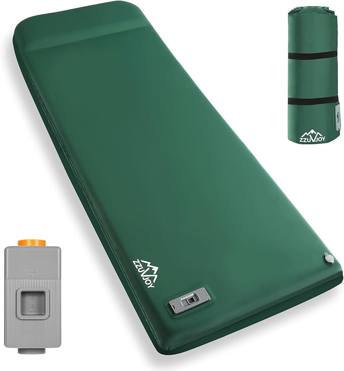 Memory Sleeping Pad with Electric Pump, 3.15" Ultra-Thick Foam Sleeping Mats for Camping, 9.5 R-Value Insulated Self Inflating Sleeping Pad with Pillow for Car Travel Tent