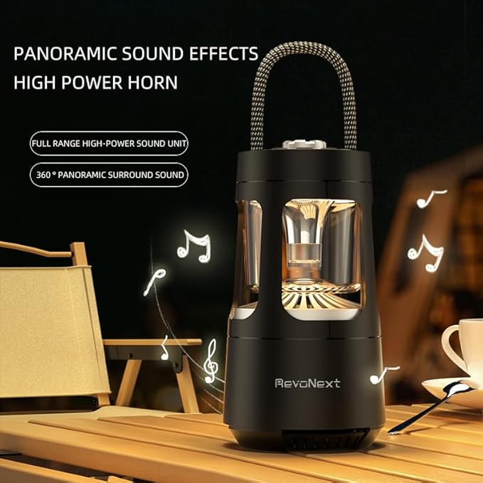 LED Camping Lantern Rechargeable,Outdoor Bluetooth Speakers, 4000mAh ,IPX4 Waterproof ,Dimmable Tent Lights for Power Outages, Decorations for Party Garden Patio/Pool (Black)