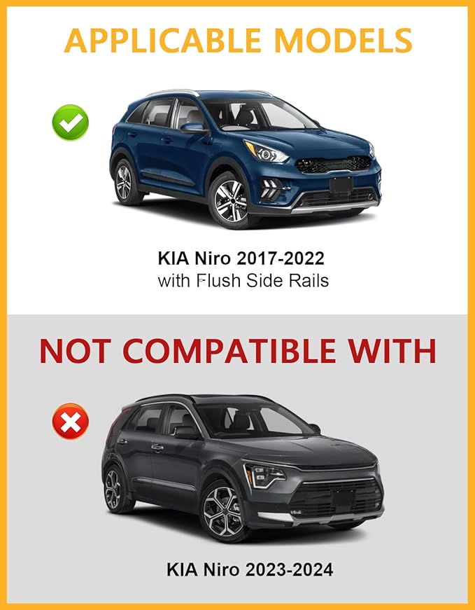 Tuyoung 300lbs Lockable Roof Rack Cross Bars Compatible with KIA NIRO 2017 2018 2019 2020 2021 2022, Heavy Duty Aluminum Roof Rails Crossbars Cargo Bars Canoe Snowboard Rooftop Black Carrier Luggage